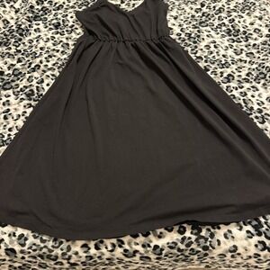 OUGES Women Black Sleeveless Cutout Midi‎ Dress GothicGrunge Glam